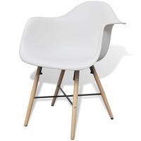 6 pcs white dining chair with armrests and beech wood legs