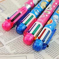 6 Color Cartoon Bear Pattern Ballpoint Pen