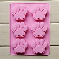 6 Hole Cat\'s Paw Shape Cake Ice Jelly Chocolate Molds, Silicone 18.5×14.1×1.6 CM(7.3×5.6×0.6 INCH)