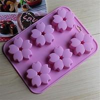 6 Hole Cherry Blossoms Shape Cake Ice Jelly Chocolate Molds, Silicone 15×14.5×1.5 CM(6.0×5.8×0.6 INCH)