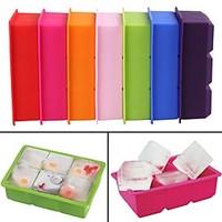 6-Cavity Large Silicone Drink Ice Cube Pudding Jelly Soap Mold Mould Tray Tools(Random Color)
