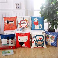 6 Design Cartoon Printing Animal Pillow Case Cotton/Linen Pillow Cover