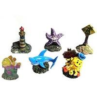 6 Pack of Aquarium Ornaments Fun Cartoon Characters fish tank