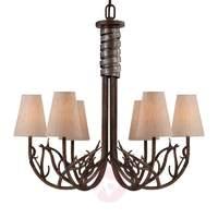 6-light chandelier Brambles, wooden design