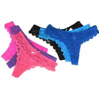 6-Pack of Ladies Colourful Lace Thongs