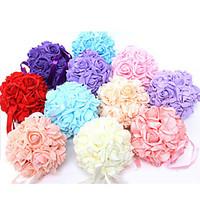 6 inch foam santin artifiical kissing rose flowers balls wedding bouqu ...