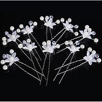 6 Pieces Flower Pearl Crystal Alloy Headpiece-Wedding Special Occasion Casual Outdoor Hair Clip Hair Pin Hair Stick Hair Tool