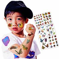 6 Sheets / Lot Kid Lovely Temporary Tattoo Stickers Child Kid Cartoon Tattoo Animal Butterfly Letter