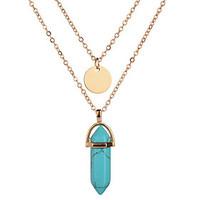 6 Colors 2017 Summer Fashion Simple Bohemian Natural Stone Pendant Necklace Round Hexagonal Column Double Layer Necklace For Women Jewelry