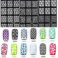 6 Nail Art Sticker Diecut Manicure Stencil 3D Nail Stickers Abstract Makeup Cosmetic Nail Art Design