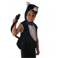 6-6 Years Black & White Children\'s Cat Tabard Costume