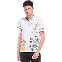 6 Colors Plus Size S-3XL Men\'s Going out Casual/Daily Simple Spring Summer PoloPrint Color Block Shirt Collar Short Sleeve Cotton Thin