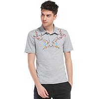 6 Colors Plus Size S-3XL Men\'s Going out Casual/Daily Vintage Simple Spring Summer PoloPrint Shirt Collar Short Sleeve Cotton Thin