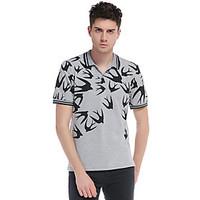6 Colors Plus Size S-3XL Men\'s Going out Casual/Daily Vintage Simple Spring Summer PoloPrint Shirt Collar Short Sleeve Cotton Thin