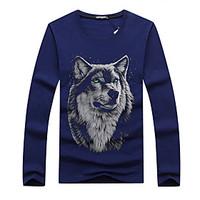 6 Colors Fashion Summer Men\'s Plus Size T Shirt 3D Wolf Printed Casual T-shirt Youth Brand Cotton Round Neck Long Sleeve Tee Shirts