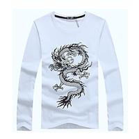 6 Colors Fashion Summer Men\'s Plus Size T Shirt 3D Dragon Printed Casual T-shirt Youth Brand Cotton Round Neck Long Sleeve Tee Shirts