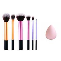 6 Blush Brush Synthetic Hair Professional / Full Coverage / Portable Metal Face / Eye Others And Puff Pink