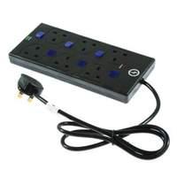 6 Way Black 2mtr Ind Sw Surge Protector - Clam