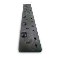 6 Socket Black 5m Indiv Switch Surge Protect Clam