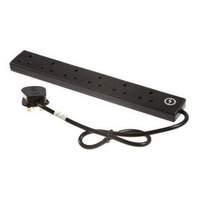 6 Socket Black 2m Surge Protector Clam