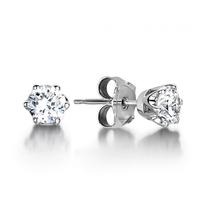 6 Prong Setting Round Diamond Stud Earring