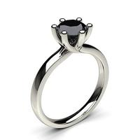 6 Prong Setting Plain Engagement Black Diamond Ring