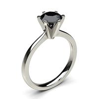 6 Prong Setting Thin Engagement Black Diamond Ring