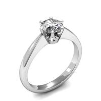 6 Prong Setting Round Diamond Plain Engagement Ring