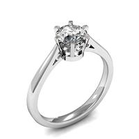6 Prong Setting Round Diamond Plain Engagement Ring