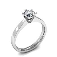 6 Prong Setting Round Diamond Plain Engagement Ring