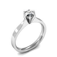 6 Prong Setting Round Diamond Plain Engagement Ring