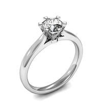 6 Prong Setting Round Diamond Plain Engagement Ring