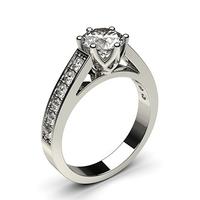 6 Prong Setting Large Side Stone Engagement Ring