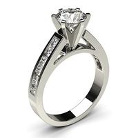 6 Prong Setting Large Side Stone Engagement Ring