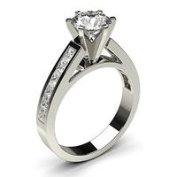 6 Prong Setting Large Side Stone Engagement Ring