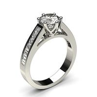 6 Prong Setting Large Side Stone Engagement Ring