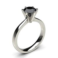 6 Prong Setting Medium Engagement Black Diamond Ring