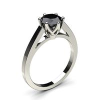 6 prong setting thin engagement black diamond ring