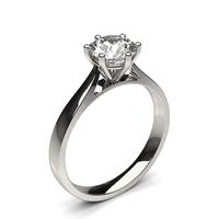 6 Prong Setting Round Diamond Plain Engagement Ring