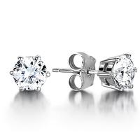 6 Prong Setting Round Diamond Stud Earring