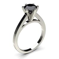 6 prong setting thin engagement black diamond ring