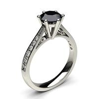 6 prong setting medium side stone engagement black diamond ring