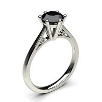 6 prong setting thin engagement black diamond ring