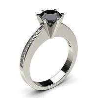 6 prong setting medium side stone engagement black diamond ring