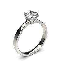 6 Prong Setting Round Diamond Plain Engagement Ring