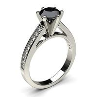 6 prong setting medium side stone engagement black diamond ring