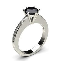 6 prong setting medium side stone engagement black diamond ring