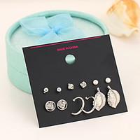 6 Pairs Imitation Pearl Rhinestone Stud Earrings Set Jewelry Wedding Party Halloween Daily Casual Sports Alloy 1set Silver