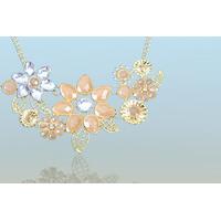 6 instead of 29 for a peach and champagne flower statement necklace fr ...