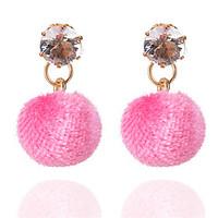 6 Colors New Summer Bohemia Fashion Charm Rhinestone Velvet Ball Drop Earrings For Women Statement Jewelry brincos